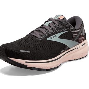 Sz 8.5 EC Brooks Ghost neutral sneaker black pearl peach